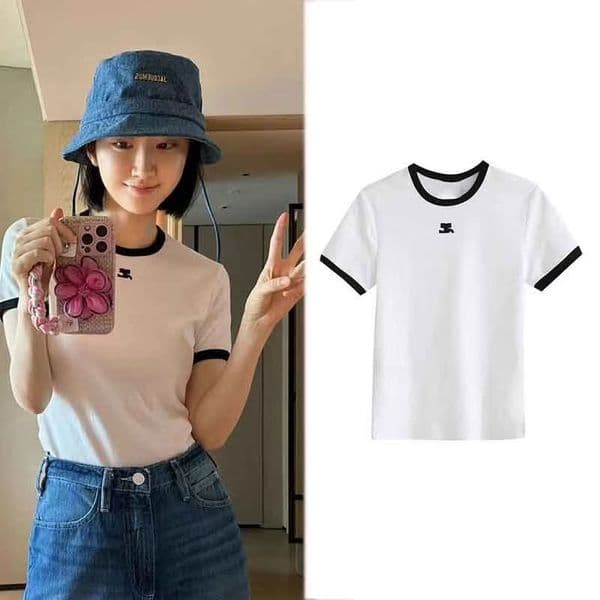Designer t shirt summer short sleeve women tshirt contrast color embroidery slim fit top tee y78 Z260515