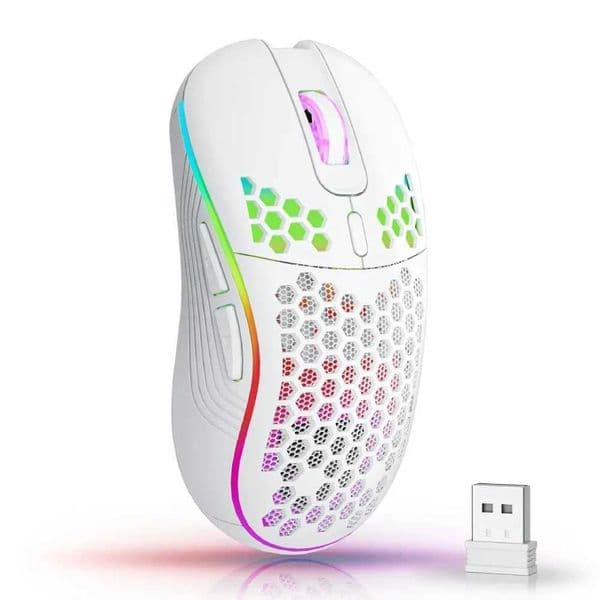 2.4G Wireless Gaming Mouse RGB Lighting Charging Mouse with Adjustable DPI Ergonomic Honeycomb Design for Desktop Laptop Z250320
