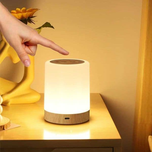 Touch adjustable LED night light timed wood grain charging night light bedroom night light decorative reading table light Z250320