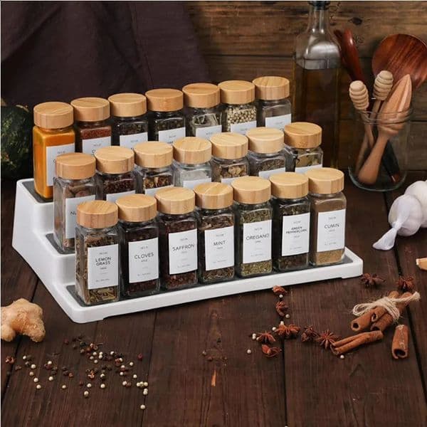 Square Seasoning Jar with Sticker Glass Spice Storage Bottles Barbecue Seasoning Container Box 2PCs/Lot 250319