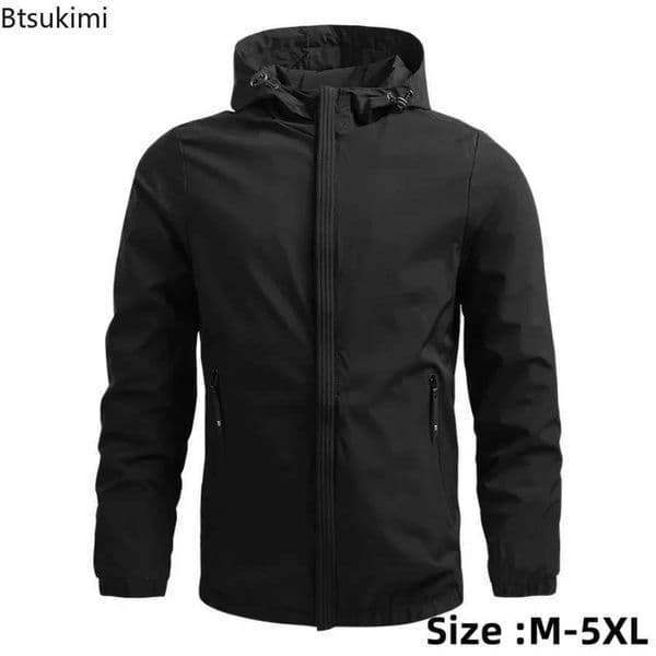 2025 Mens Casual Windproof Jacket Solid Zipper Mens Hoodie Comfortable and Breathable Outdoor Hiking Jacket Mens Top W250320