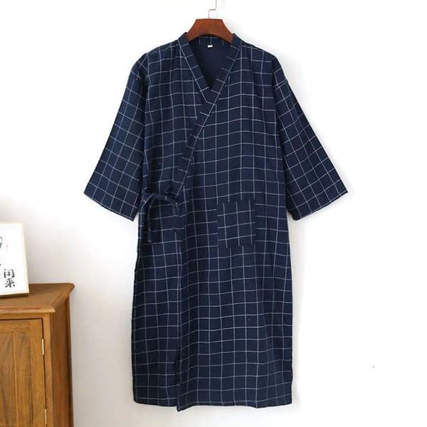 Cotton Gauze mens plus size kimono night light spring summer thin Yukata open top plain long sleeved pajamas 250320