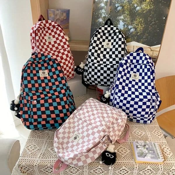 Schoolbags for female junior high school students high school students middle school students checkerboard backpacks 250318