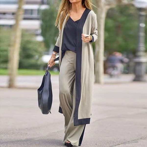 3 Pcs/Set Fall Outfit Set Stylish Spaghetti Strap Cardigan for Home Wear Lady Fall Outfit Autumn Vest Coat Pants Set 250317
