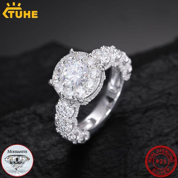 Round Cut Moissanite Diamond Ring for Women Men 18K Gold Plated 100% Silver 925 Certified Band Wedding Style Ring Jewelry Gifts