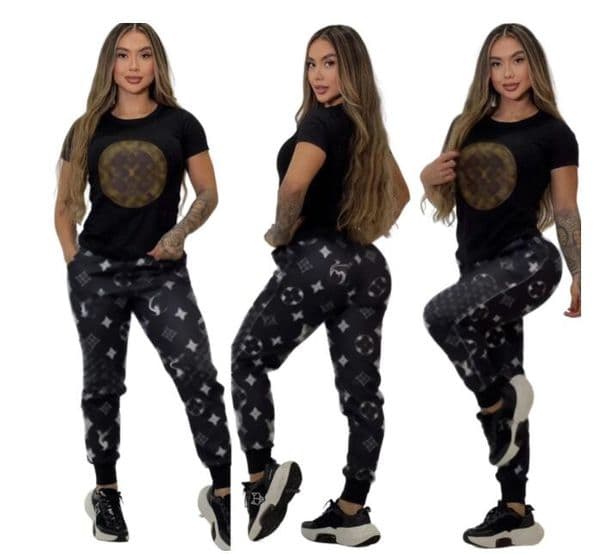 Summer Women Tracksuit Fashion Embroidered Little Bear Alphabet T-shirt Pants Suit Sport Wear Casual Cotton Yoga Gym Lady jogging Suits