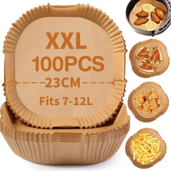 XXL 23CM Air Fryer Paper Square Parchment Paper Disposable Paper Liner Oil-proof Paper for 7-12 L AirFryer Oven Microwave Pan 250314