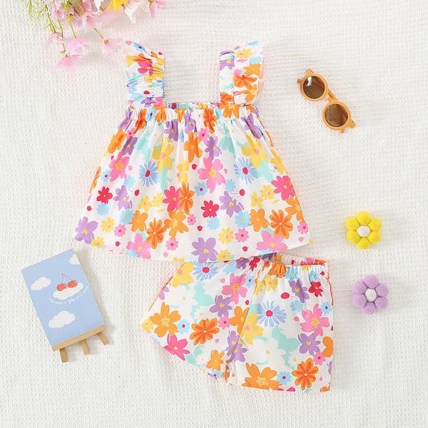 3 months to 2 years old summer beach party baby girl twopiece colorful floral childrens clothing 250319