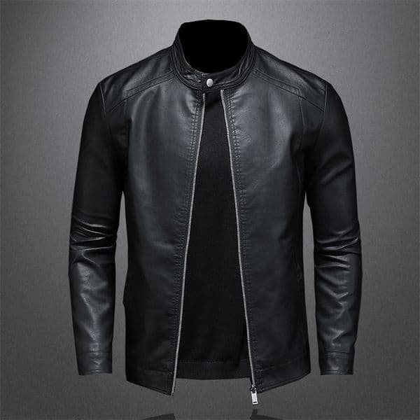 Spring Autumn Leather Jacket Men Stand Collar Slim Pu Fashion Motorcycle Causal Coat Mens Moto Biker 250225