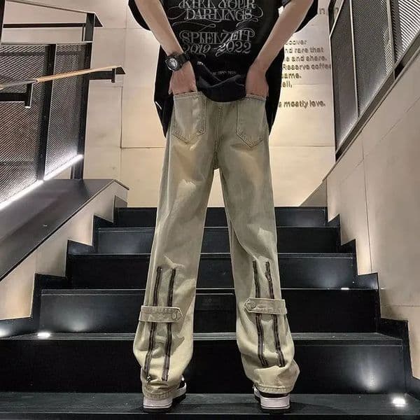 Casual pants Y2k bagged jeans streetwear mens denim shorts Flared clothing goods 250312