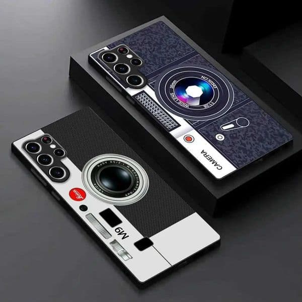 Retro camera phone case suitable for Galaxy S25 S24 S23 S22 S21 S20 Plus Ultra Note20 soft black Z250321