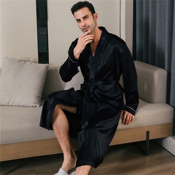 Mens sleepwear spring and autumn silk ultra-thin style sleeping swimsuit ice home summer clothing 250320CJ