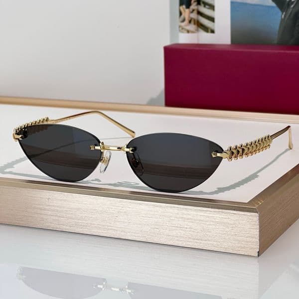 12A Sunglasses For Men Women Summer 0543 Popular Designer Cateye Stylish Outdoor Catwalk Leisure Style Anti-Ultraviolet Plate Oval Frameless Glasses Random Box