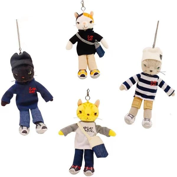 2026 New New Kawaii Zapcat Plush Toys Schoolbag Pendant Dolls Women Bag Keyring Cut Cat Pendants For Keychain Birthday Gift Whosales 250321 Designer