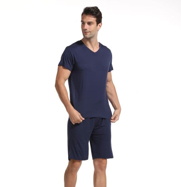 Mens 2piece Modal Summer Home Set Vneck Tshirt Thin Size Fat Large Short Sleeve Pajama 250320