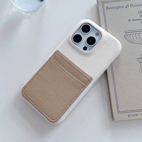 Card Pocke Lychee Texture Leather Wallet Pocket Phone Case for 16 15 14 13 12 Pro Max Card Holder Contrast Color CoverXJ250321