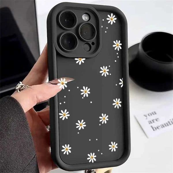 Daisy Flower silicone phone case suitable for 15 Pro Max 16 15 14 12 11 XS XR Max 7 8 Plus shock-absorbing candy soft bumper coverXJ250321
