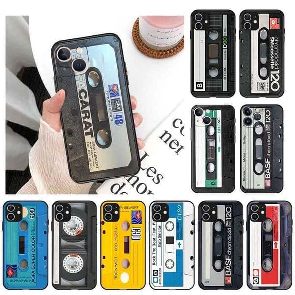 Soft Black Phone Case For iPhone 13 12 Mini 11 Pro Max 7 8 6S Plus SE2022 X XR XS Retro Cassette Tape Silicone Matte Back Cover Z250321