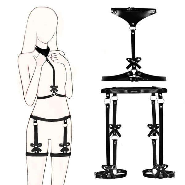 Womens sexy body straps BDSM bondage underwear garters leather underwear leg straps punk gothic fetish clothing sex games 250320