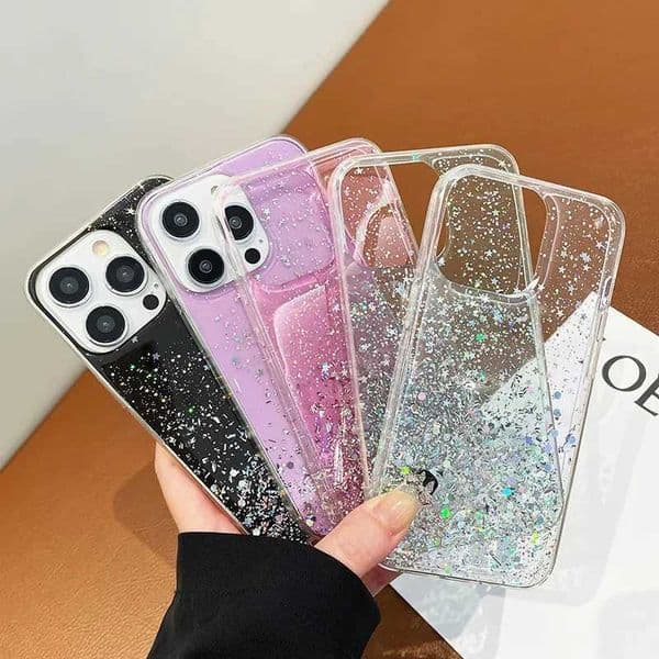 Shockproof Bling Glitter Clear Case For 16 15 14 13 12 11 Pro Max X XS XR 7 8 Plus Lens Protection Soft CoverXJ250321