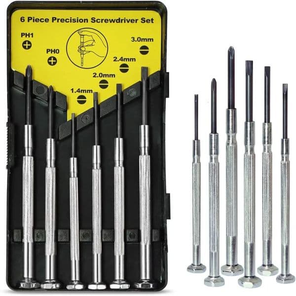 6piece precision screwdriver set with flat head and 6 different sizes used for electronic repair tools watches clocks glasses 250225