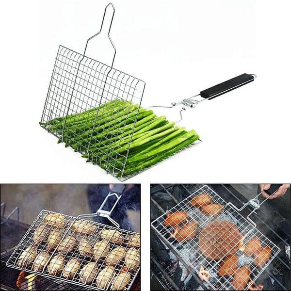 Stainless Steel BBQ Mesh Non Stick Grilling Basket Grill Mesh Mat Meat Vegetable Steak Picnic Party Barbecue Tool 250314