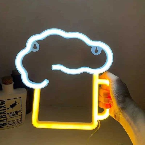 Neon lights beer signs mens cave beer glasses illuminated signs gifts mens LED wall mounted beer garage courtyard family bar coffee bar nightclub X250322