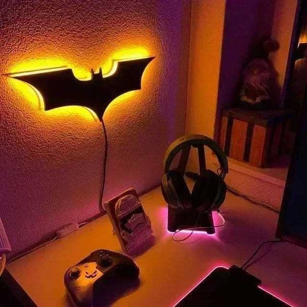 Batmanes Night Light Cool Remote Control Multi Color 3D Creative Bat Atmosphere Home Decoration Bedroom Wall Hanging Lamp X250322