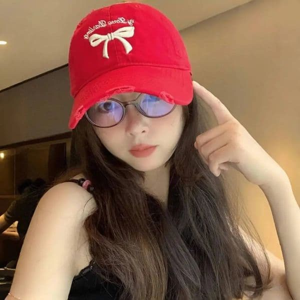 Casual Korean Style Bowknot Baseball Hat Adjustable Sweet Bow Embroidered Hat Y2k Cotton Women Peaked Cap Outdoor 250321
