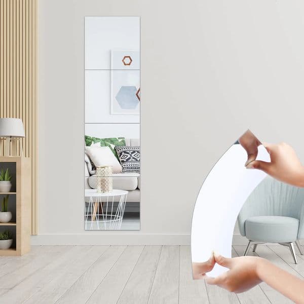 4 pieces of 3D mirror wall stickers selfadhesive with a thickness 2mm flexible DIY art acrylic living room decoration 250318