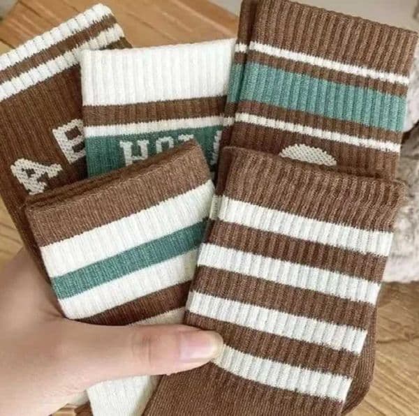 5 pairs/set of sports socks for autumn children boys and girls fashionable Korean coffee beige colored letter socks autumn spring soft cotton school socks X2503221