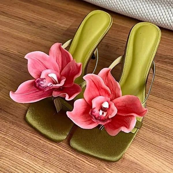 Rubber Flip Flops Low Shoes Big Size Flower Slippers Heels On A Wedge Square Toe Slides Hawaiian High Rome Floral PU Scandals Fa 250322