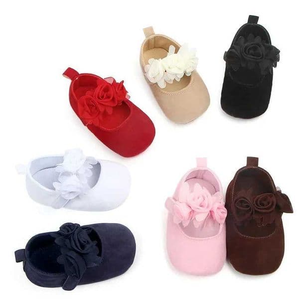 Girls shoes soft sole anti slip beautiful flowers solid color fashion toddler crib first mover princess shoes X250322