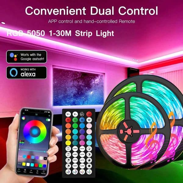Tuya 1M-30M USB LED strip light Bluetooth RGB 5050 5V RGB light flexible LED light strip TV desktop backlight diode strip X250322