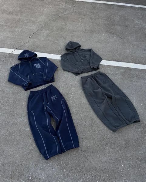 Hip hop fashion Vintage patchwork pattern y n men clothing Y2k set Punk Harajuku casual couple oversized tracksuit 250321