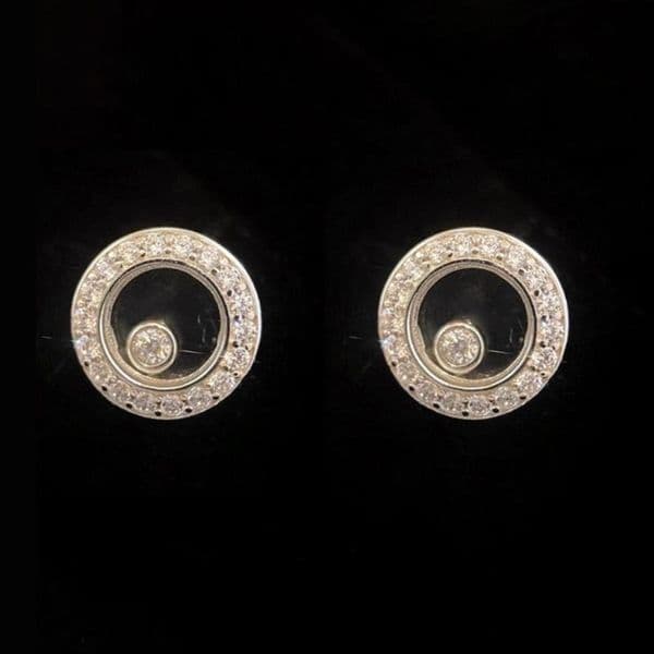 Stud Earrings 2025 Brand Pure 925 Sterling Silver Small Round Luck Diamond Back Happy Jewelry Luxury Quality