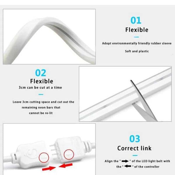 5V USB RGB Neon LED Strip 5M WiFi Waterproof Flexible Neon RGB Strip Work With Tuya App Alexa for TV Home Decor Ambient Lighting X2506231