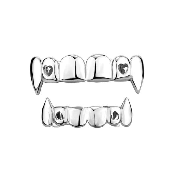 RACHELZ 6/6 Hollow Heart Charm Teeth Grillz Fangs Hip Hop Top Bottom Glossy Teeth Cs For Women Men Jewelry Halloween CosplayXJ250322