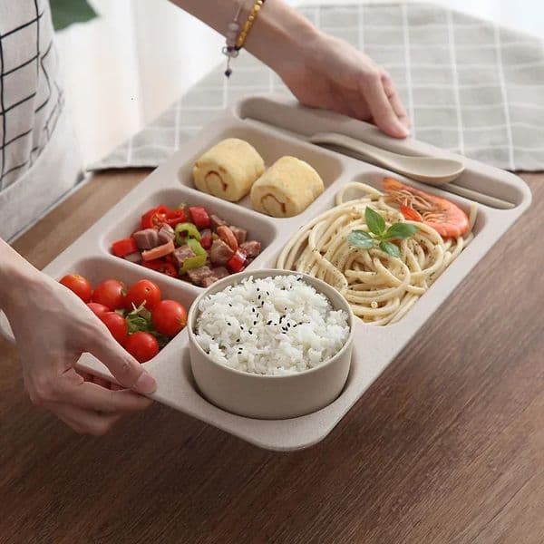Ceramic Dividing Dinner Plate Breakfast Fruit Tray White Porcelain Restaurant Home Divided Food Dishes Adult Tableware 250320