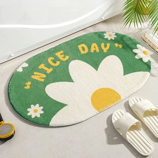 Small Fresh Floor Mats Soft Flowers Words Rugs Home Entrance Carpets Bedroom Toilet Bathroom Door Absorbent Non-Slip Foot Pad 250320