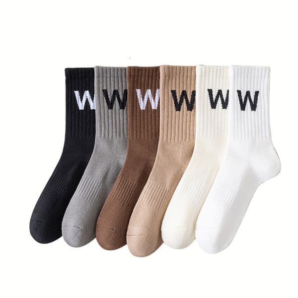 6 Pairs Skater Socks for men Pack of 6 Women RVCA Black White sock Skateboard Sport Basketball White Happy Keep Warm Sock 240529