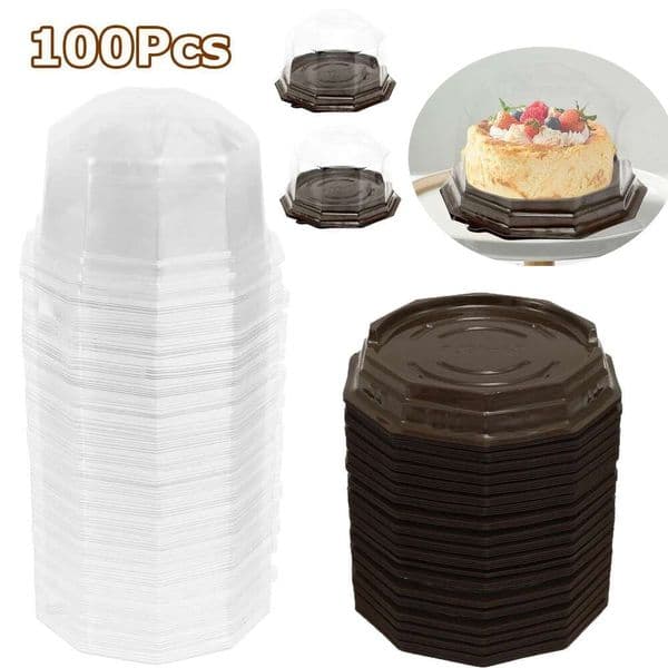100Pcs Mini Box Container Package Transparent Muffin Cupcake Dome Pastry Baking Packaging Miniature Cake Boxes Wrappers B2