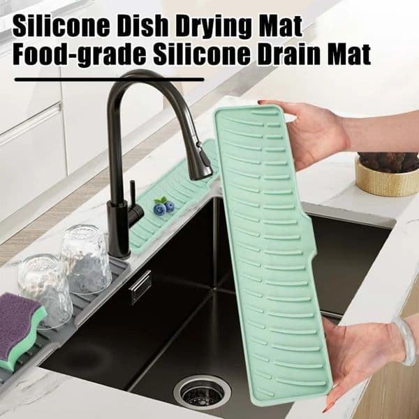 Silicone Faucet Splash Pad Kitchen Foldable Drainage Mat Multipurpose Toilet Soap Storage Slope n for Rapid Drainage 250320