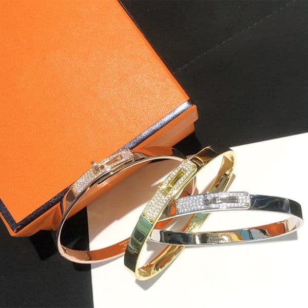 Bangle 2025 New Kelly H Bracelet Brand luxury crystal Bracelet for Womens Kelly Fashionable couple Bracelet designer Classic Steel 18k Gold Bracelet TT