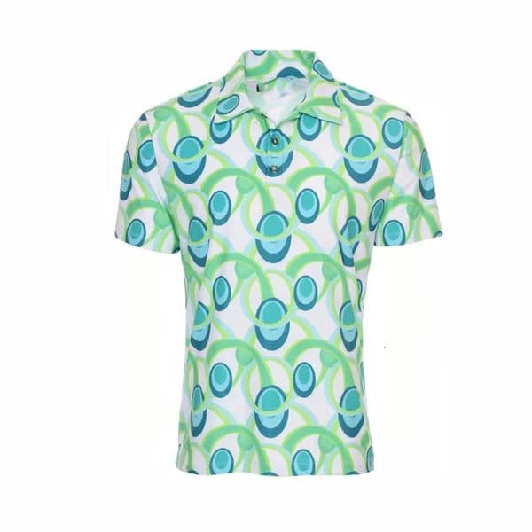 60s 70s Ball Printing Polo Shirt For Mens Clothing Retro Short Sleeve Lapel Stripe Shirts Classic Perris Pattern Men Golf Top 250311