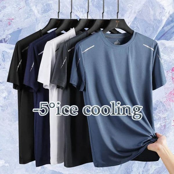 Running T-shirt Reflective Short Sleeve Ice Silk Quick Drying Summer Thin Breathable Fitness Tees Shirt Sportswear Sportsshirt 250322