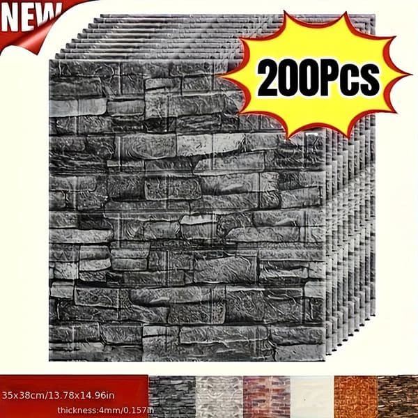 100pcs200pcs 3D wall tile sticker brick pattern foam selfadhesive waterproof and moistureproof ceiling easy to paste 250318