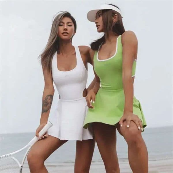 2024 Pad Anti Shorts Yoga Set Gym Women One Piece Jumpsuit Tennis Skirt Running Workout Fiess Active Wear Outfit Suits