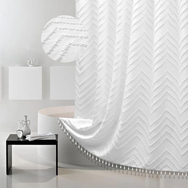 1Pc Boho Shower Curtain Tassel Woven Fabric Waterproof Bathroom Curtains With Hooks Modern Bathtub Curtain Bathroom Accessories 250320BJ