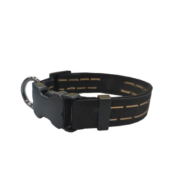 Dog Collars Leashes Set Designer Dog Harness Leash Seat Belts Pet Collar and Pets Chain for Small Medium Large Dogs French Bulldog Poodle Corgi Pug Golden Black XL B78